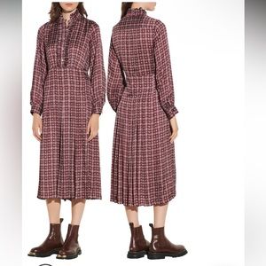 Sandro Print Long Sleeve Dress, NWT.